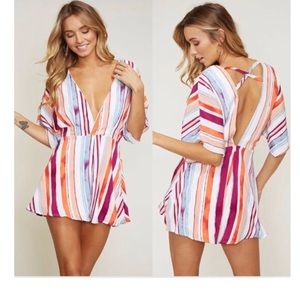 Pants - NWT $90 Striped Deep Plunge Sexy Romper Dress Pants - NWT $90 Striped Deep Plunge Sexy Romper Dress